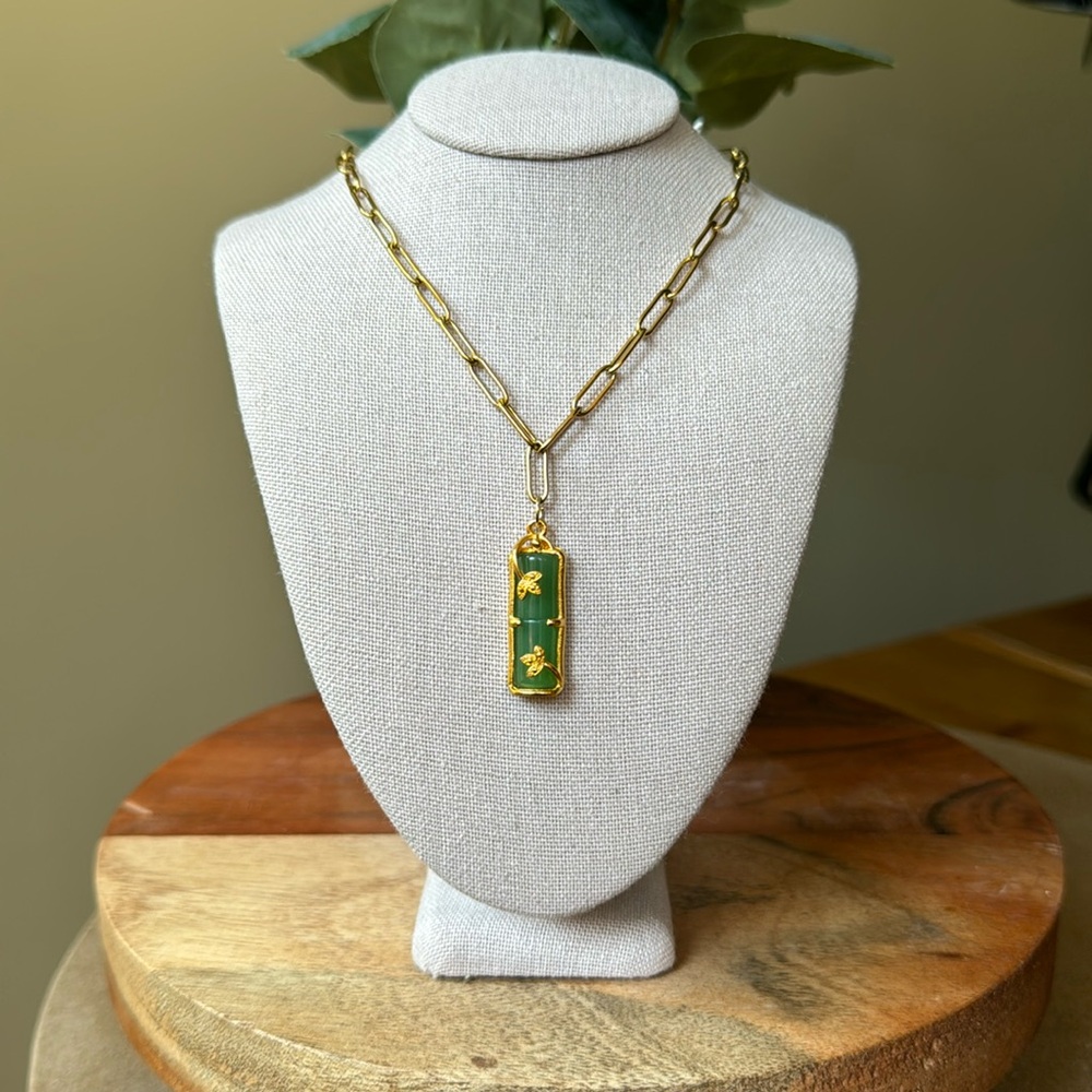 Floral Jade Pendant Necklace